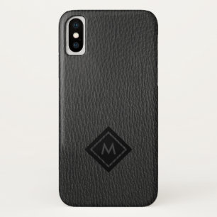Dunkelgraue Imitate Ledermonogramm Case-Mate iPhone Hülle