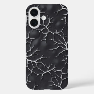 Dunkelgraue iPhone-Hülle mit Ast-Textur iPhone 16 Hülle