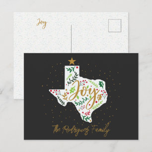 Dunkelgraue Joy Holiday Blätter Texas Form Postkarte