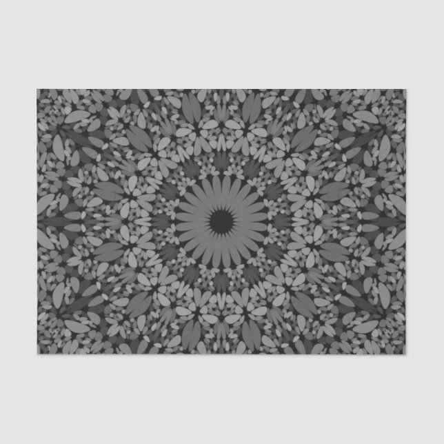 Dunkelgraue Kies-Mandala Seidenpapier (Vorderseite)