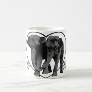 Dunkelgraue Liebe-Elefanten Tasse