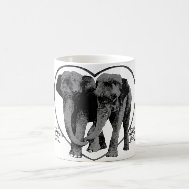 Dunkelgraue Liebe-Elefanten Tasse (Mittel)
