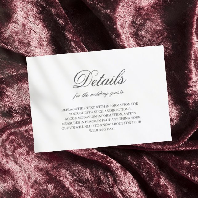 Dunkelgraue, minimalistische Schriftart-Hochzeit Begleitkarte (Von Creator hochgeladen)