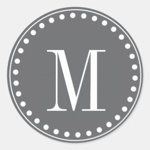 Dunkelgraue Monogramm-Aufkleber Runder Aufkleber