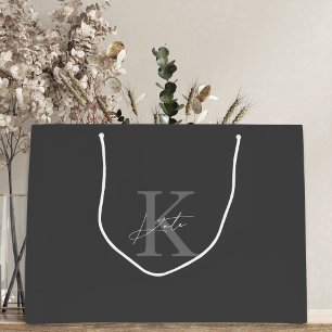 Dunkelgraue Monogramm-Brautjungfer-Geschenktasche Große Geschenktüte