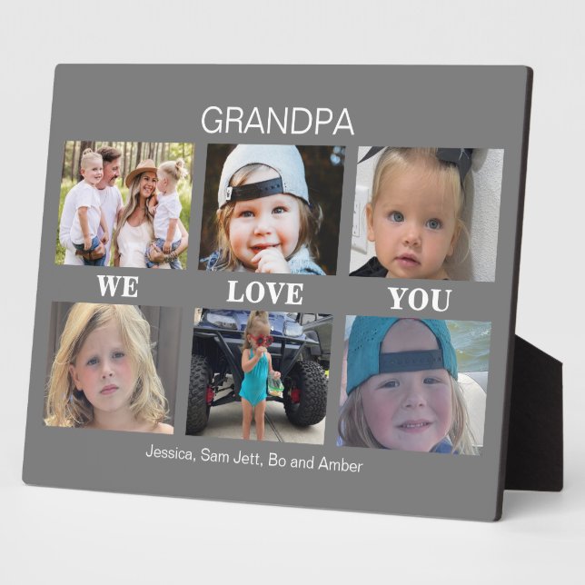 Dunkelgraue Opa Wir Liebe Sie FotoCollage Fotoplatte (Seite)