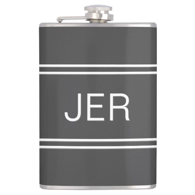 Dunkelgraue personalisierte Monogramm-Initialen Tr Flachmann (Vorderseite)
