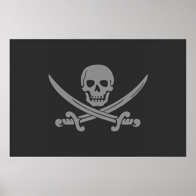 Dunkelgraue Piratenflagge Piratenflagge Poster (Vorne)