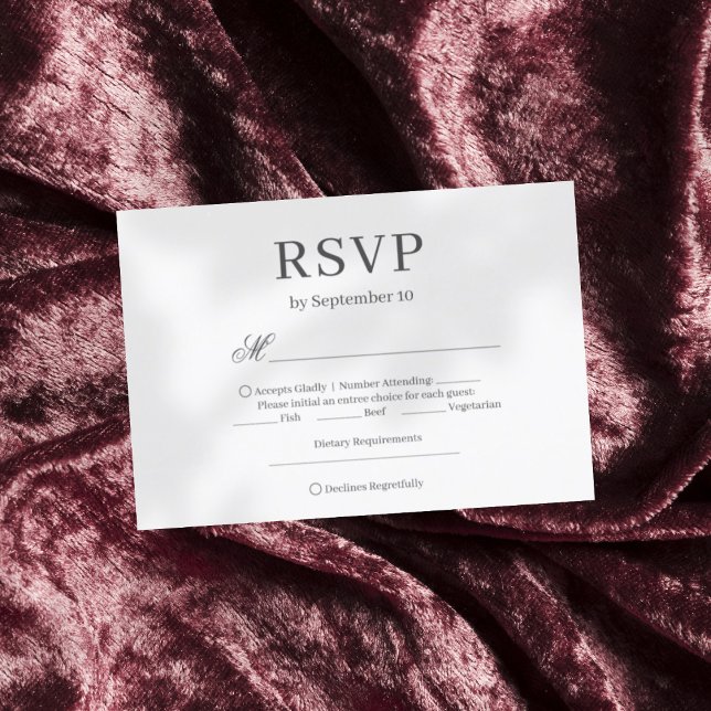 Dunkelgraue schick minimalistische elegante Hochze RSVP Karte (Von Creator hochgeladen)