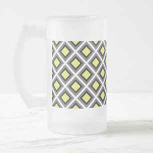 Dunkelgraue, schwarze, gelbe Ikat Diamanten durch Mattglas Bierglas