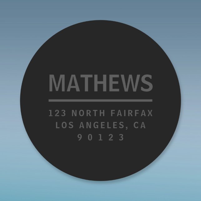 Dunkelgraue und schwarze Rücksendeadresse Runder Aufkleber (Von Creator hochgeladen)