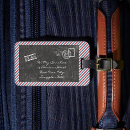 Dunkelgraue Vintage Luftpost Postkarte Gepäckanhänger