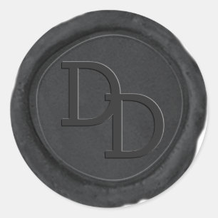 Dunkelgraue Wachssiegel-Monogramm-Hochzeitsaufkleb Runder Aufkleber