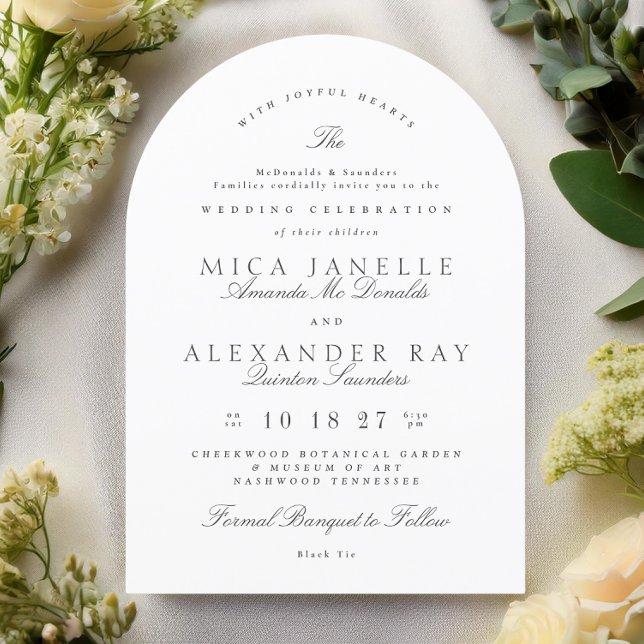 Dunkelgraue Weiße Elegante Kalligrafie Formbogen Einladung (Von Creator hochgeladen)