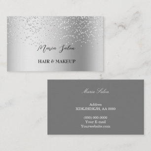 Dunkelgrauer Glitzer Silber Aquarell Business Card Visitenkarte
