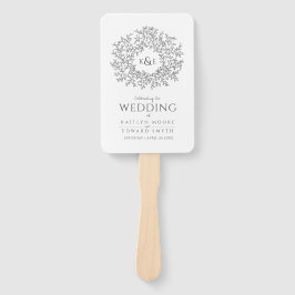 Dunkelgrauer Kreis Blätter Monogramm Hochzeitsprog Fächer