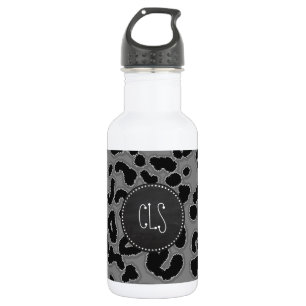 Dunkelgrauer Leoparden-Tierdruck; Tafel-Look Trinkflasche