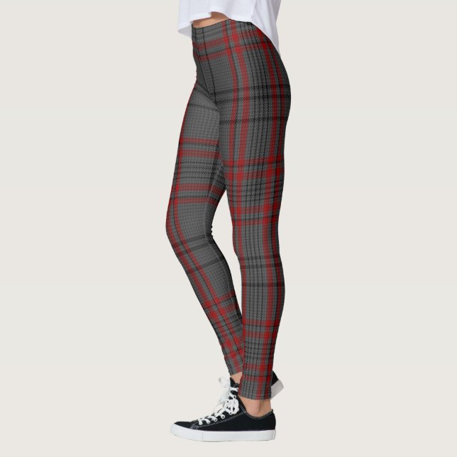 Dunkelgrauer schwarzer roter riesiger Tartan Leggings (Links)