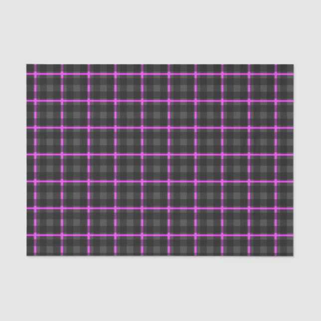 Dunkelgrauer u. rosa Tartan Seidenpapier (Vorderseite)