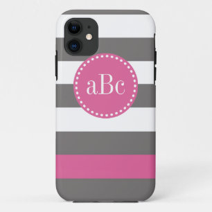 Dunkelgrauer und rosa Monogramm-Fall Case-Mate iPhone Hülle
