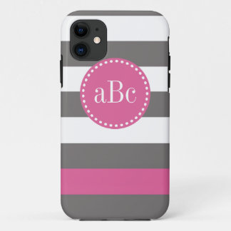 Dunkelgrauer und rosa Monogramm-Fall Case-Mate iPhone Hülle