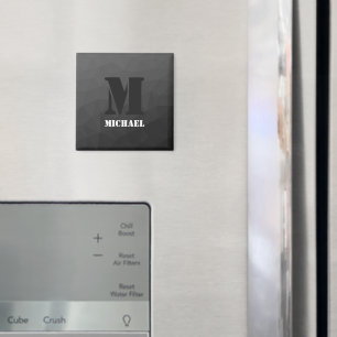 Dunkelgraues geometrisches Maschenmuster Monogram Magnet