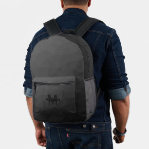 Dunkelgraues geometrisches Netz-Muster-Monogramm Bedruckter Rucksack