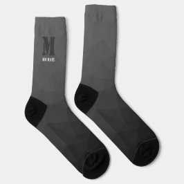 Dunkelgraues geometrisches Netz-Muster Monogramm Socken
