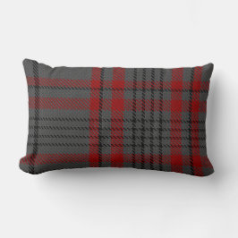 Dunkelgraues Holzkohlen-Schwarzesroter Tartan Lendenkissen
