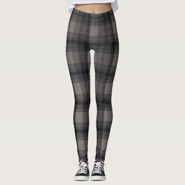 Dunkelgraues kariertes leggings (Vorderseite)