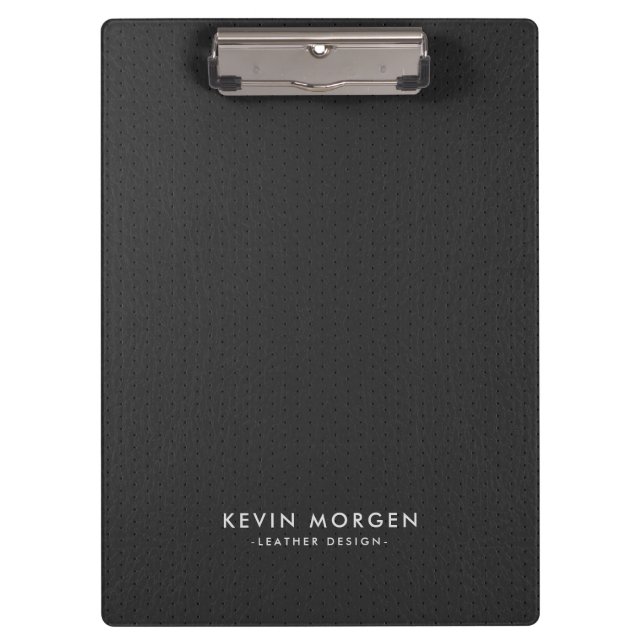 Dunkelgraues Leder Monogramm Klemmbrett (Vorderseite)