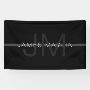 Dunkelgraues Monogramm, Name und geometrischer Str Banner