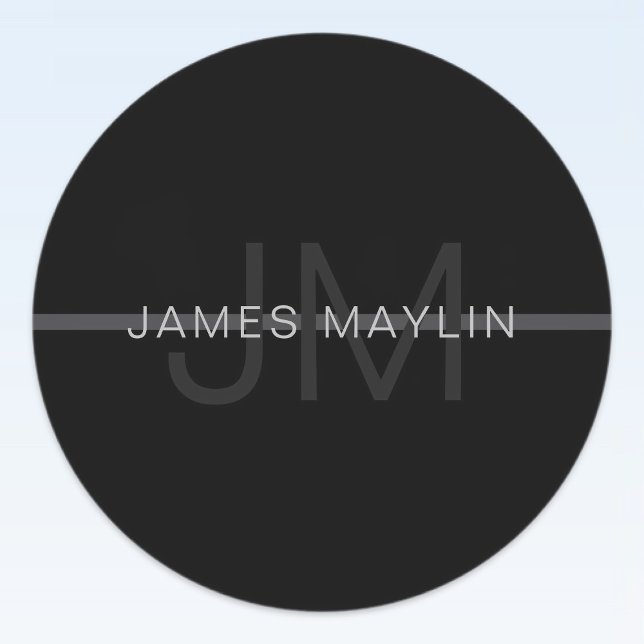 Dunkelgraues Monogramm, Name und geometrischer Str Etiketten (Von Creator hochgeladen)