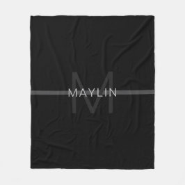 Dunkelgraues Monogramm, Name und geometrischer Str Fleecedecke