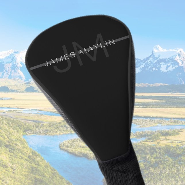 Dunkelgraues Monogramm, Name und geometrischer Str Golf Headcover (Von Creator hochgeladen)