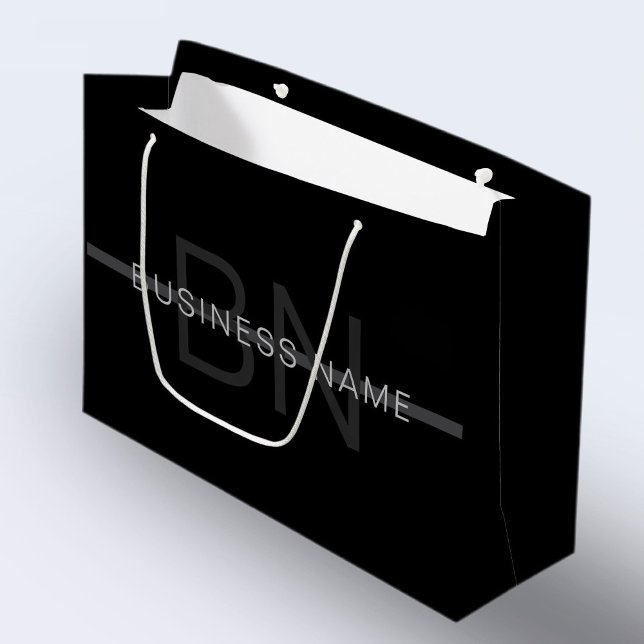 Dunkelgraues Monogramm, Name und geometrischer Str Große Geschenktüte (Von Creator hochgeladen)