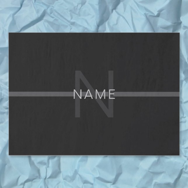 Dunkelgraues Monogramm, Name und geometrischer Str Seidenpapier (Von Creator hochgeladen)
