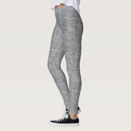 Dunkelgraues Tweed-Leinen-Muster Leggings