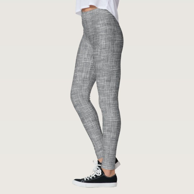 Dunkelgraues Tweed-Leinen-Muster  Leggings (Links)