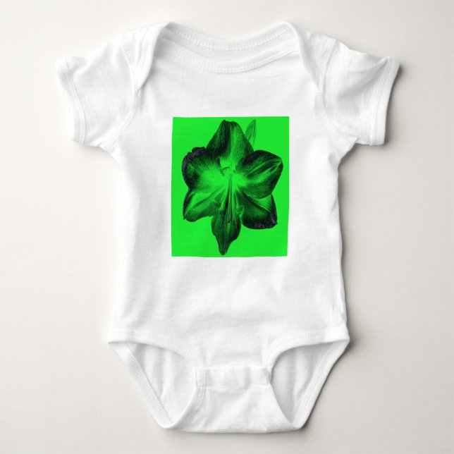 Dunkelgrün auf hellgrünen Amaryllis Baby Strampler (Vorderseite)