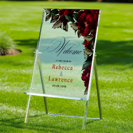 Dunkelgrün blumenmoody gothisch Hochzeitsempfang Acrylschild