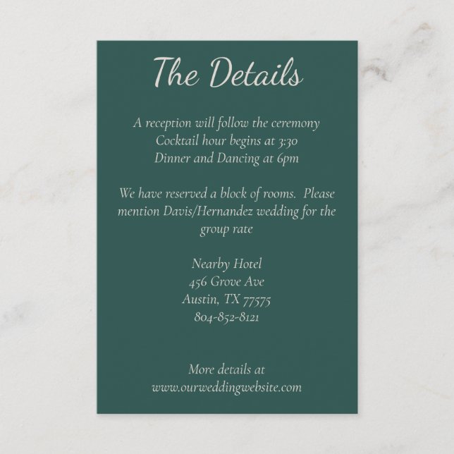 Dunkelgrün, Burgundy & Blush Boho Details Card Begleitkarte (Vorderseite)