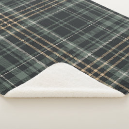 Dunkelgrün creme kariert sherpadecke