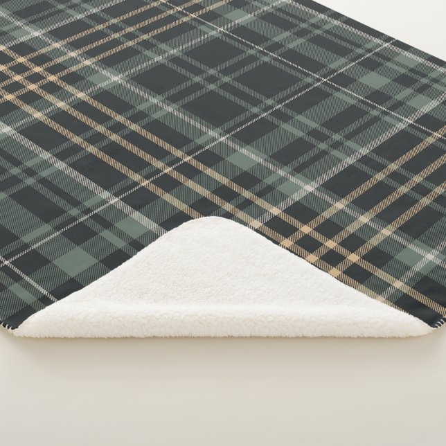 Dunkelgrün creme kariert sherpadecke (3/4)