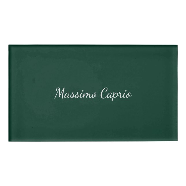 Dunkelgrün Elegant Casual Eigener Name Handschrift Namenschild (Vorderseite)