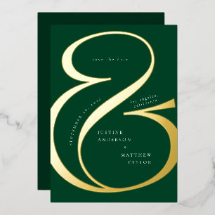 Dunkelgrün Gold Et-Zeichen-Typografie Speicherdatu Folieneinladung