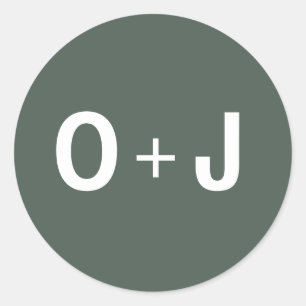 Dunkelgrün   Initialen + Minimalistische Skandinav Runder Aufkleber