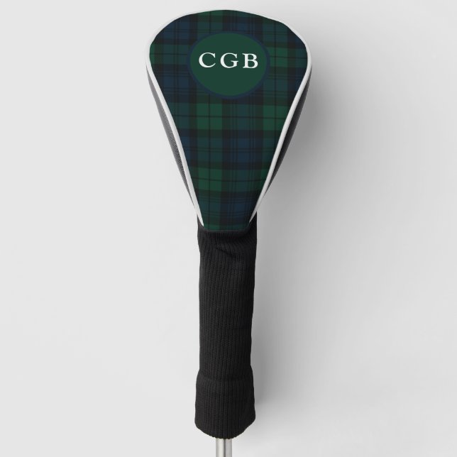 Dunkelgrün kariertes Golfhandtuch Golf Headcover (Vorderseite)