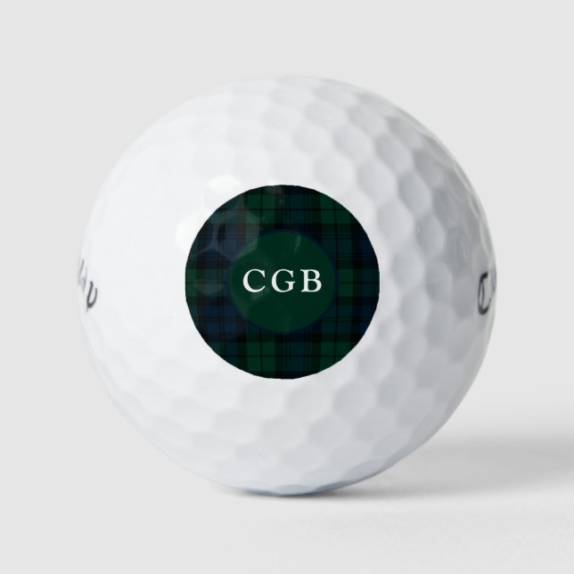 Dunkelgrün kariertes Golfhandtuch Golfball (Vorderseite)