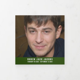 Dunkelgrün Limon-weiße Beerdigungsservice kundensp Dreifach-gefaltete Programmkarte